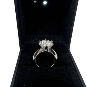 Moissanite Diamond Engagement Ring Anniversary Wedding 6 Prong Round GRA Size 7